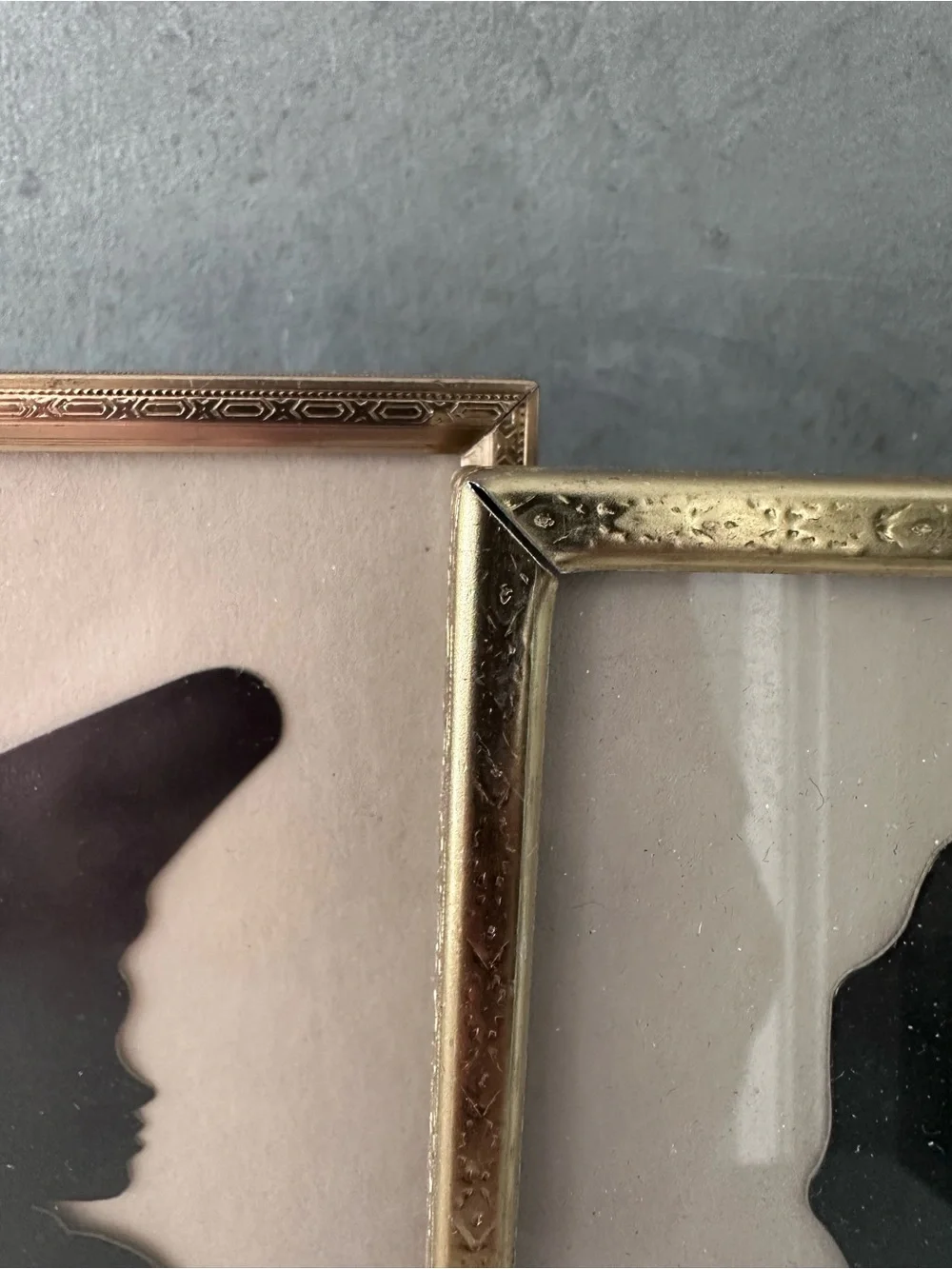 PAIR 2 Vintage Silhouette's Framed GOLD Ornate METAL FRAME